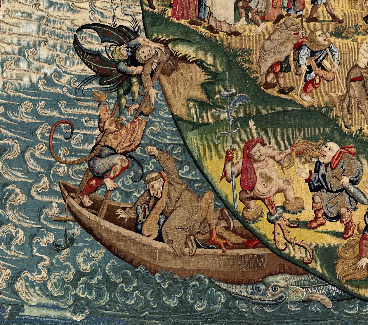 Gobelin inspireret af Hieronymus Boschs værk, ca. 1560 (guld, sølv, silke og uld) af Hieronymus (after) Bosch