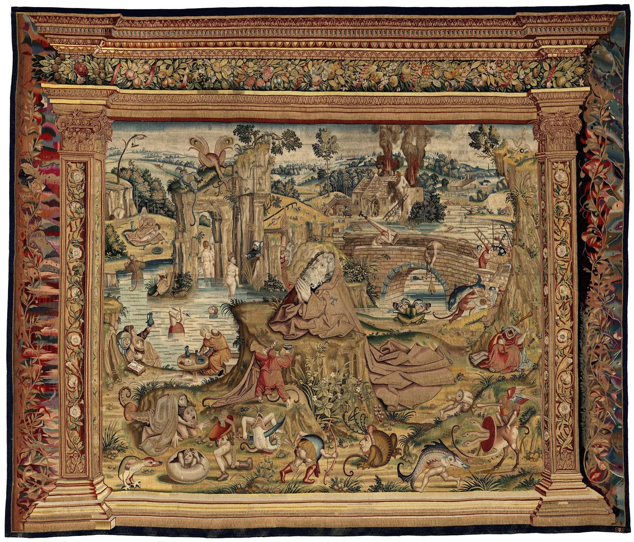 Gobelin inspireret af Hieronymus Boschs værk, ca. 1560 (guld, sølv, silke og uld) af Hieronymus (after) Bosch