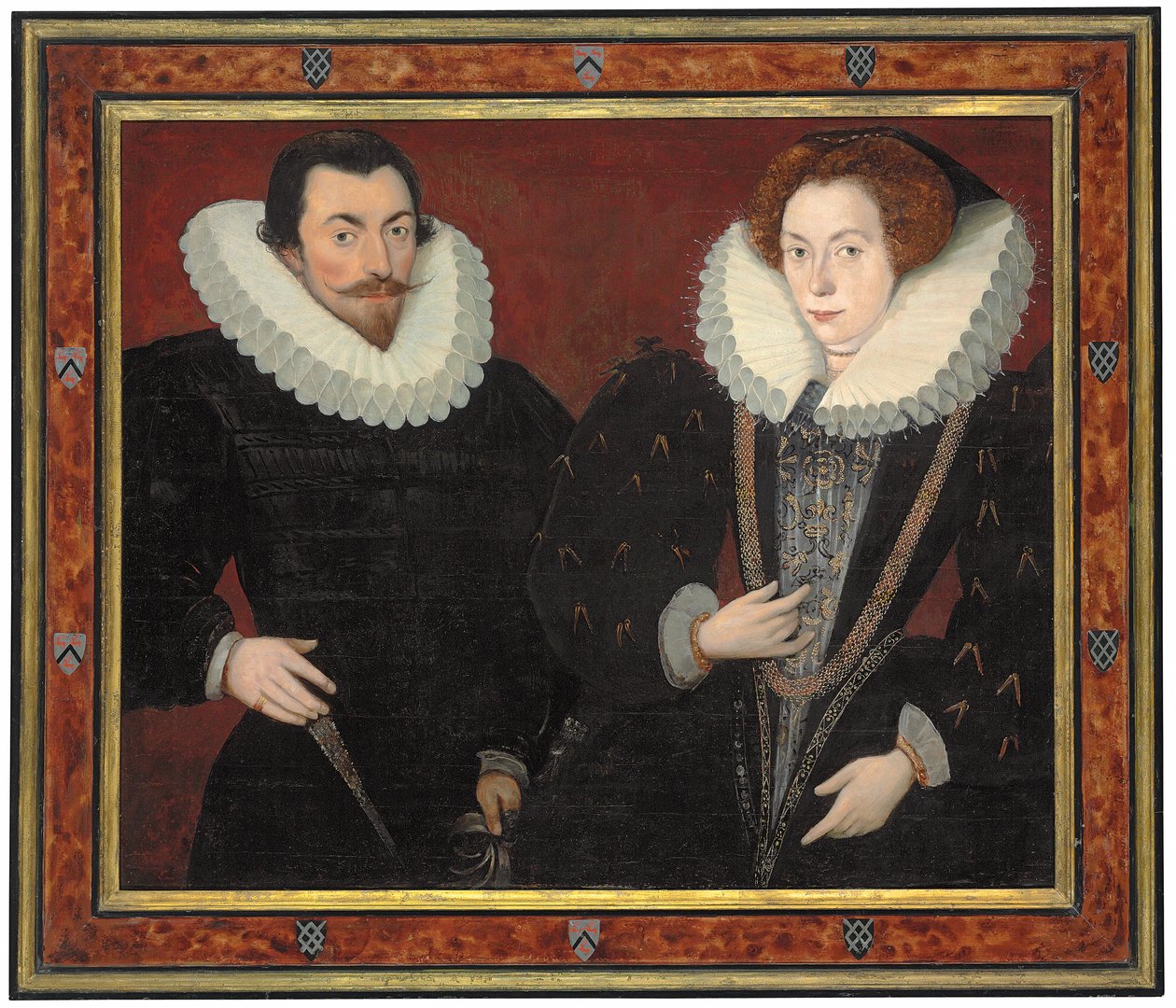 Dobbeltportræt af Sir John Harington (1560-1612), af Kelston, og Mary, Lady Harington (ca. 1571-1634), ca. 1589-93 (olie på panel overført til karton) af Hieronymus (attr. to) Custodis