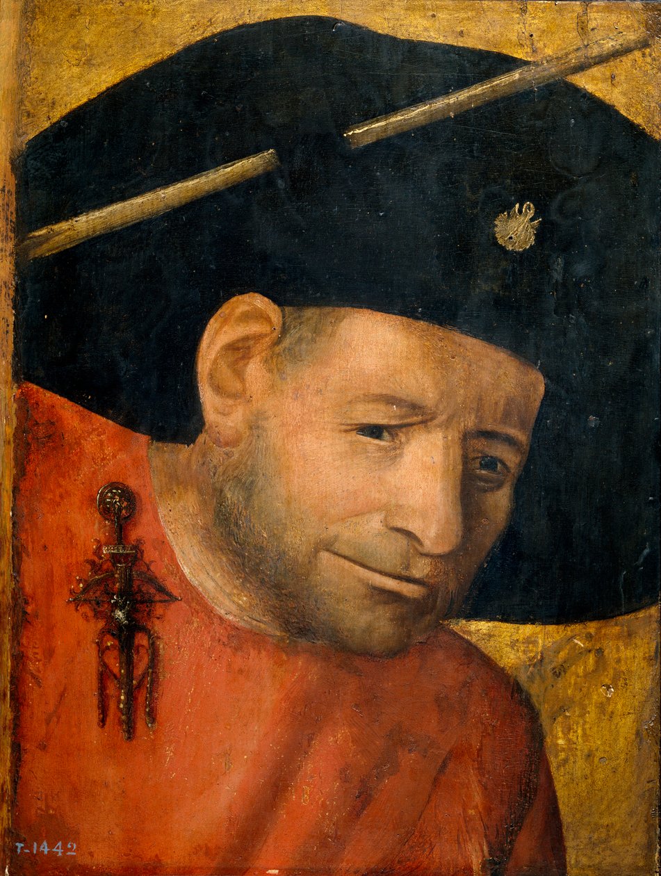 ""The Crossbowman"" (A Crossbowman) Maleri fra Jerome Bosch skole 1500-tallet Olie på træ Dim 28,2x21,3 cm Museo del Prado, Madrid af Hieronymus (school of) Bosch