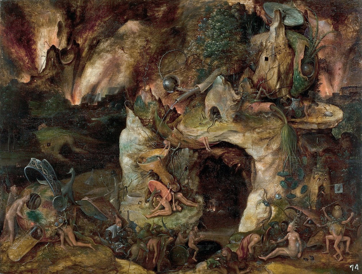 ""Landskab af underverdenen"" (Inferno Landskab) Maleri fra Jerome Bosch skole omkring 1561 Dim 49x64 cm Museo del Prado, Madrid af Hieronymus (school of) Bosch