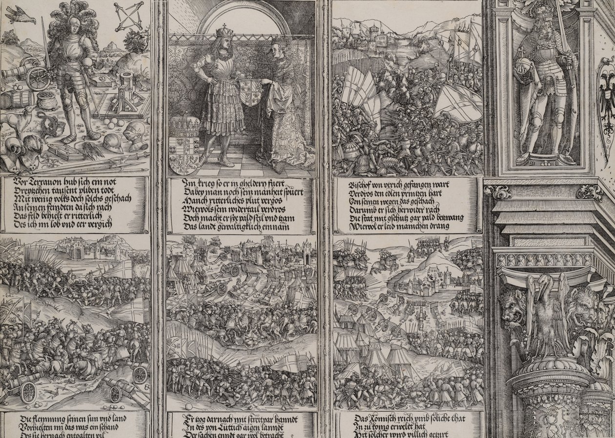 Trolovelsen af Maria af Bourgogne, Young Maximilian, Kampen for den burgundiske succes..., 1515. af Hieronymus Andreae