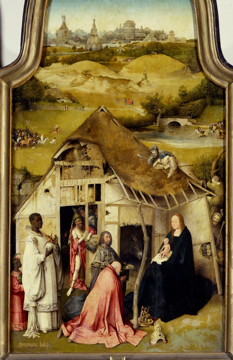 Tilbedelse af Triptykonmagi. Detalje af det centrale panel. Maleri af Hieronymus Van Aken (Aken) dit Jerome Bosch (1450-1516). 1510-1511. Madrid. Prado Museum. af Hieronymus Bosch