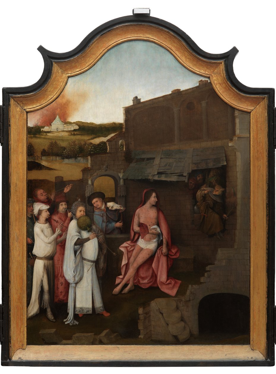 Centralpanel i Jobs Triptykon, ca. 1500-24 (olie på panel) af Hieronymus Bosch