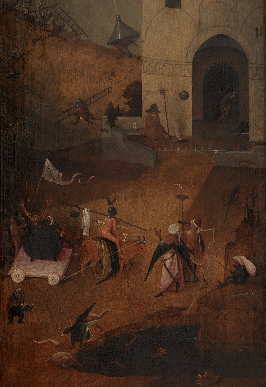 Detalje af højre panel af den sidste dom (olie på panel) af Hieronymus Bosch