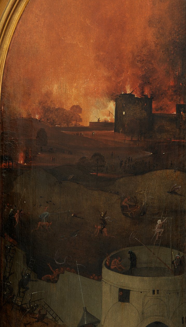 Detalje af højre panel af den sidste dom (olie på panel) af Hieronymus Bosch