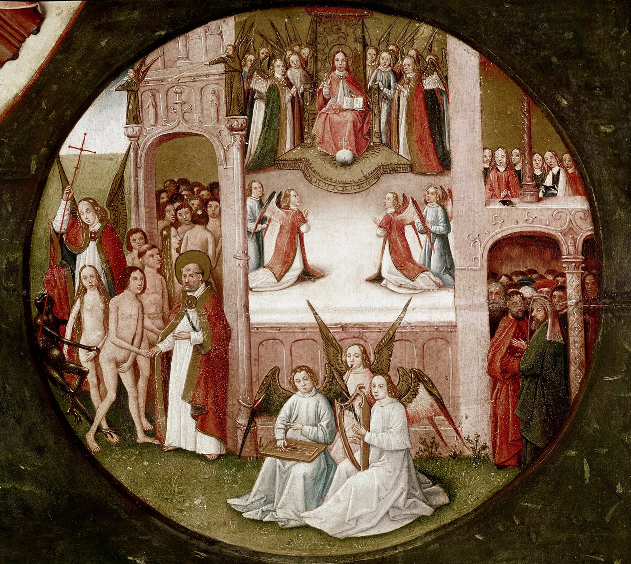 Paradis. Detalje af De syv dødssynder og de fire sidste ting (olie på panel af Hieronymus Bosch