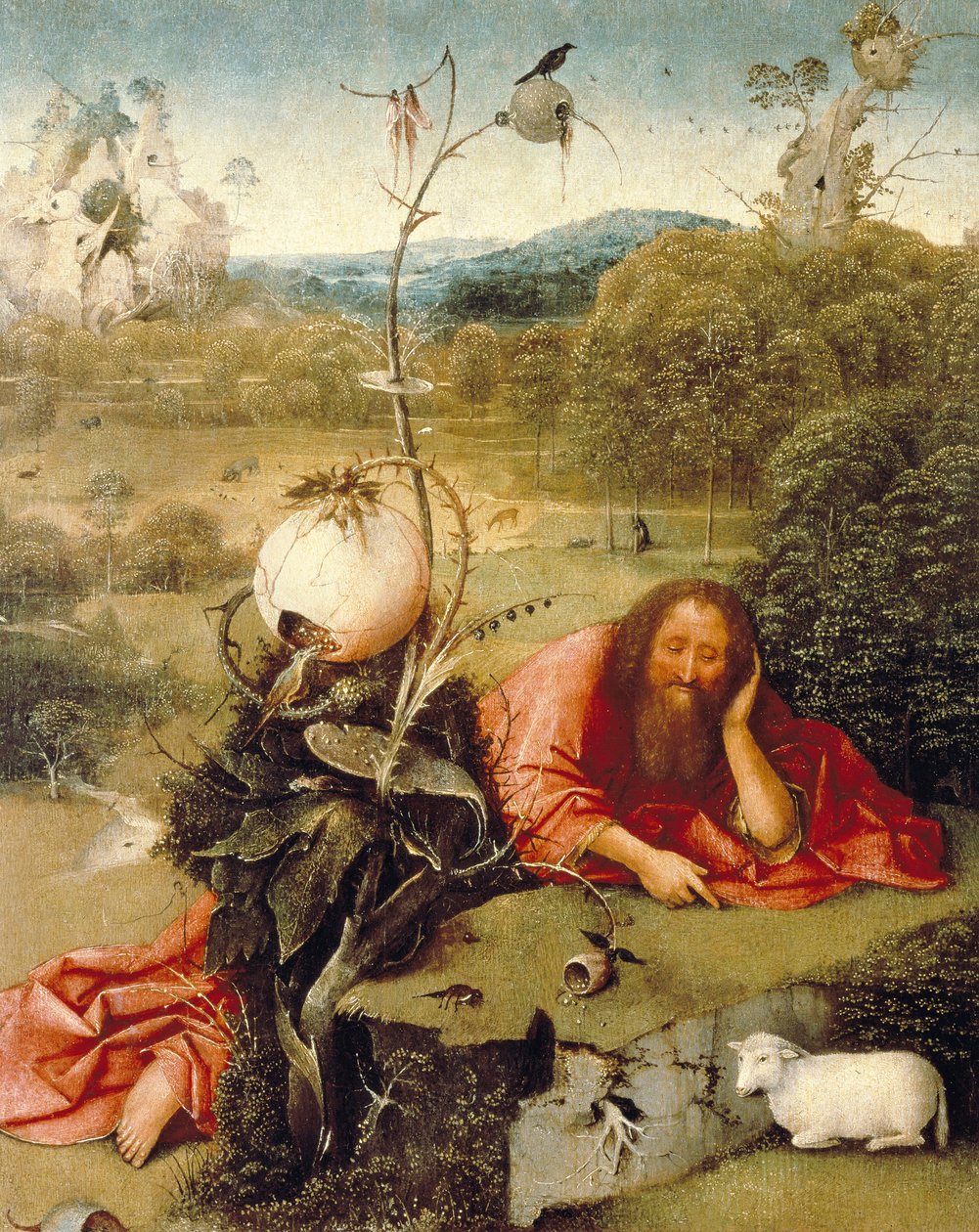 "" Sankt Johannes Døberen døsede i naturen "" Maleri af Hieronymus Van Aeken (Aken) siger Jerome Bosch (1450-1516) 1504-1505 Madrid. Lazaro Galdiano Foundation af Hieronymus Bosch