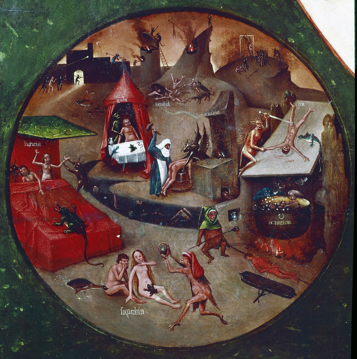 Tabel over de syv dødssynder af Hieronymus Bosch