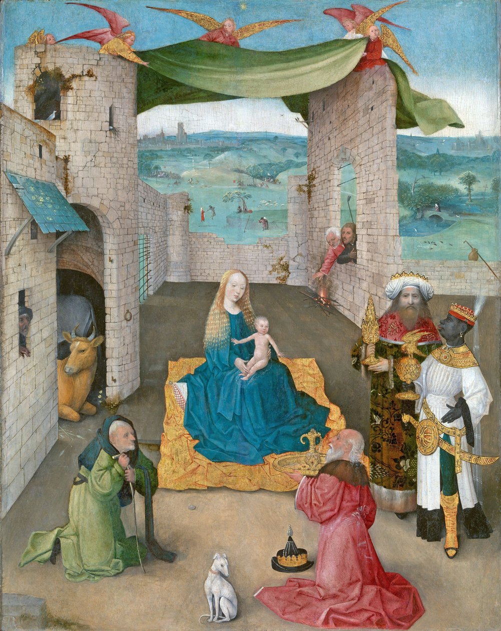 Magiernes tilbedelse, ca. 1475 (olie og guld på eg) af Hieronymus Bosch