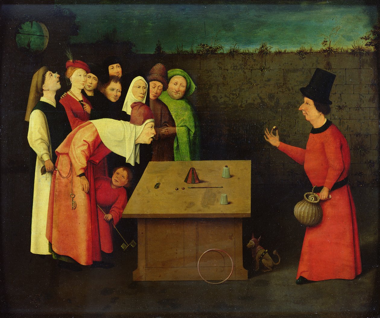 The Conjuror (olie på panel) (for-restaurering) af Hieronymus Bosch