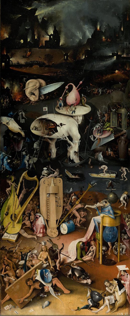De jordiske nydelsesers have













, indre højrefløj (Helvede). af Hieronymus Bosch