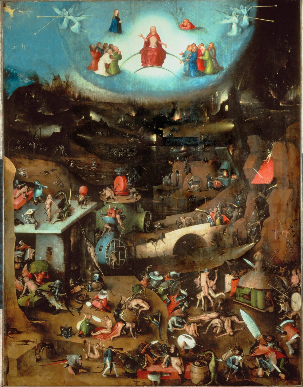 Den sidste dom, centralt panel (olie på egetræ) af Hieronymus Bosch