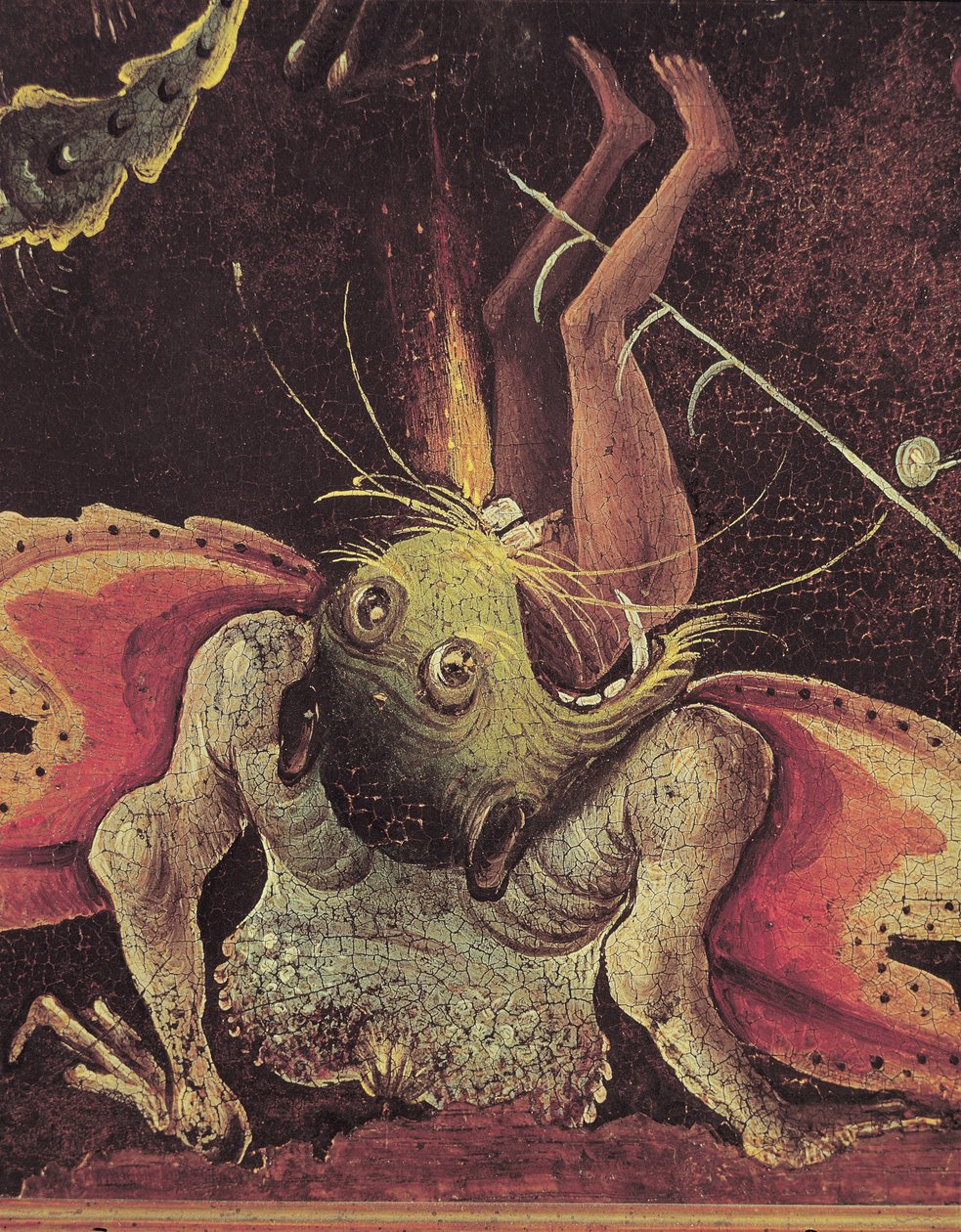 The Last Judgement, detalje af en mand, der bliver spist af et monster, ca. 1504 (olie på panel) af Hieronymus Bosch