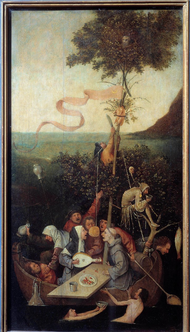 Skibet i den skøre scene for en gruppe fulde galninge. Maleri af Hieronymus Van Aeken (Aken) dit Jerome Bosch (1450-1516) af Hieronymus Bosch