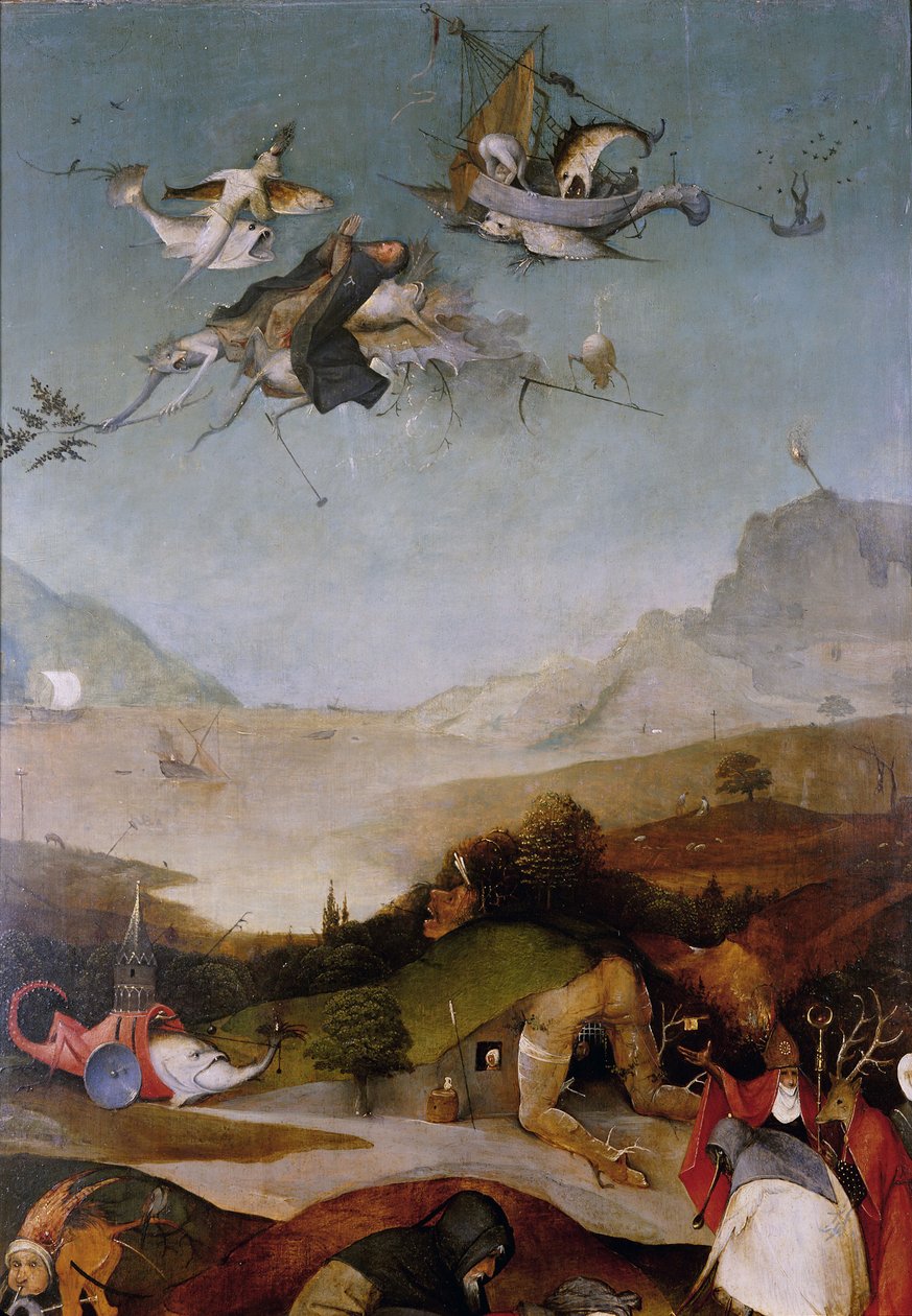 The Temptation of Saint Anthony Detalje af venstre fløj af en triptykon, mellem 1495 og 1515 af Hieronymus Bosch