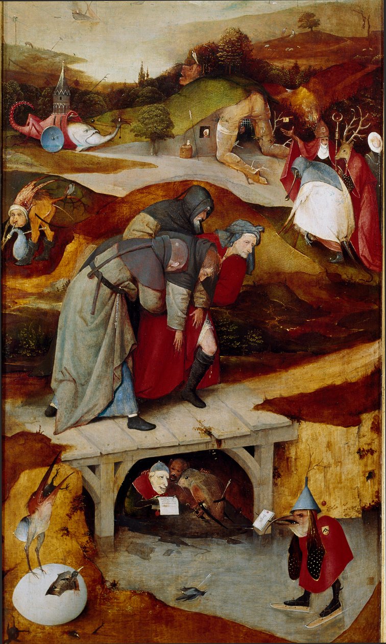 Triptykon af fristelser (detaljer) 1505-1506 (olie på lærred) af Hieronymus Bosch