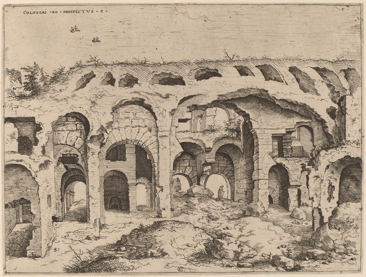 Fjerde udsigt over Colosseum af Hieronymus Cock