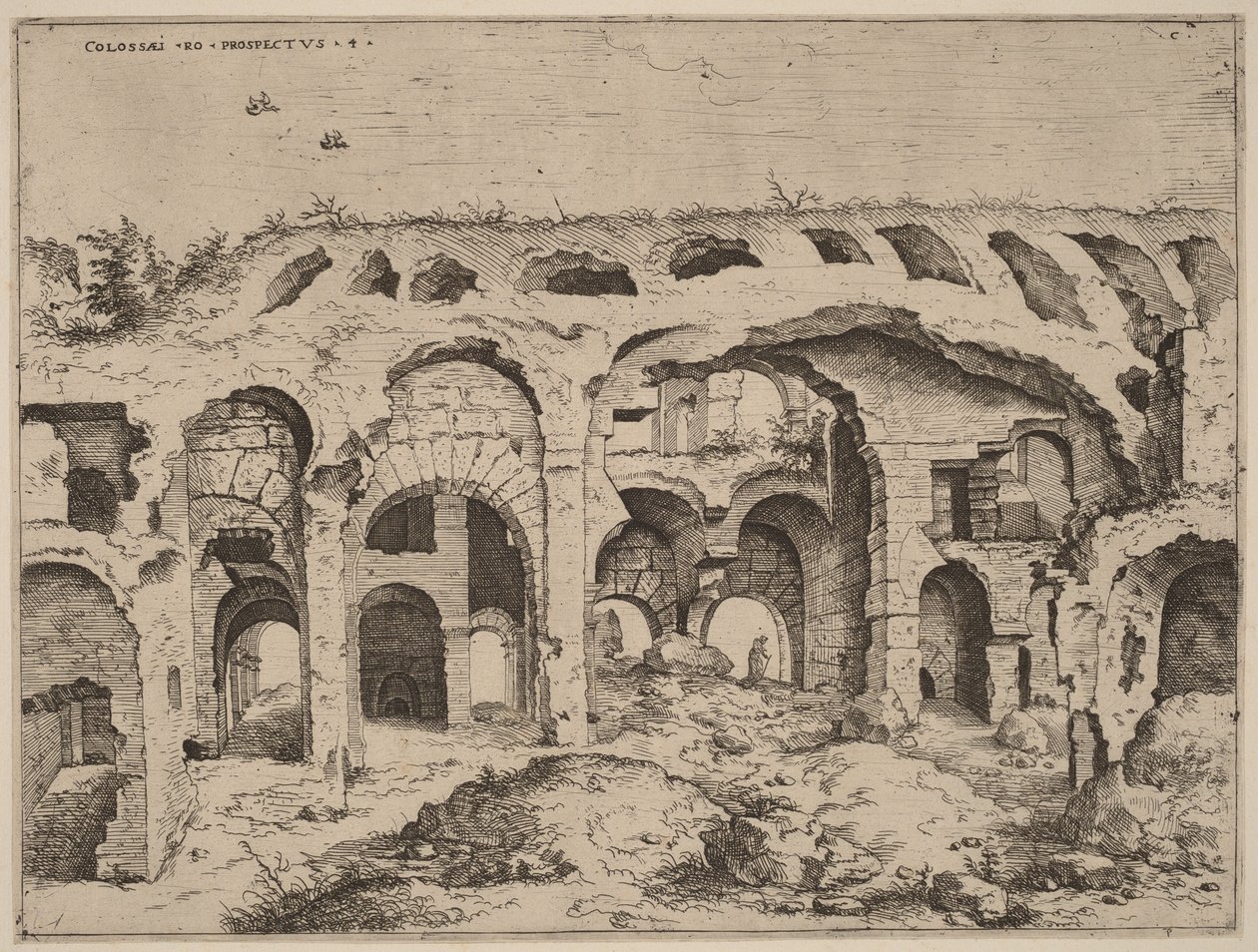 Fjerde udsigt over Colosseum af Hieronymus Cock