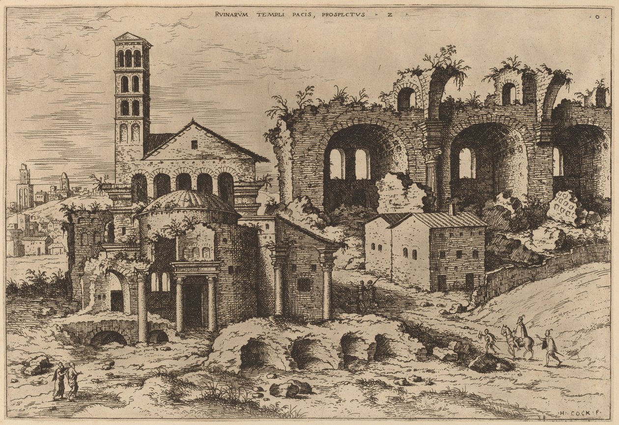 Augustus og Faustinas tempel, Divus Romulus-templet og Konstantins basilika af Hieronymus Cock