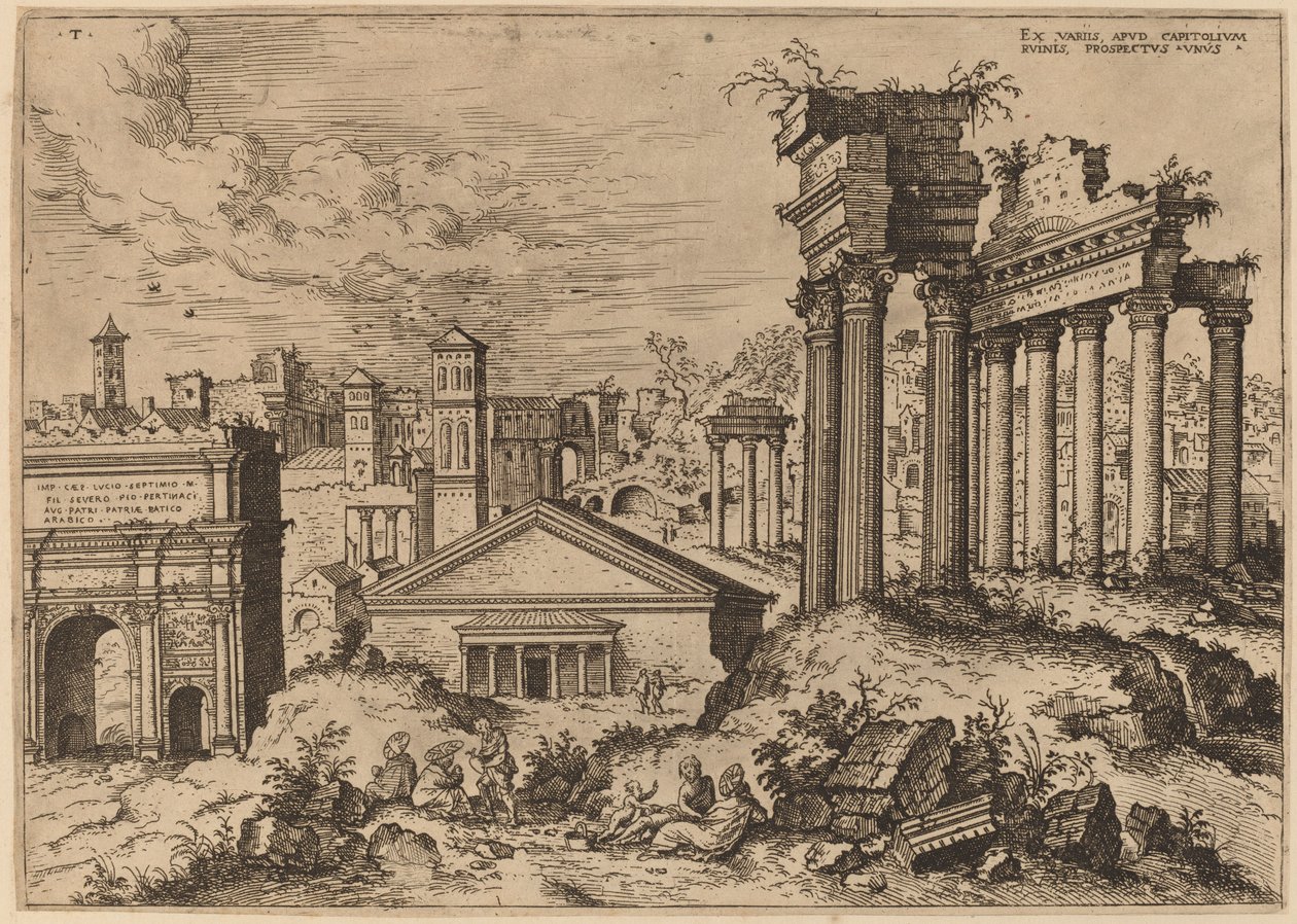 Udsigt over Forum fra Base of the Capitol af Hieronymus Cock