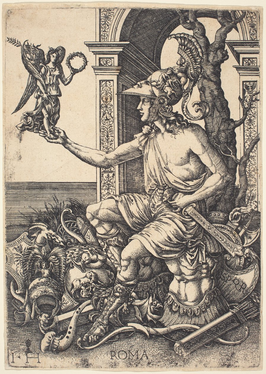 Personificering af Rom af Hieronymus Hopfer after Giovanni Battista Palumba