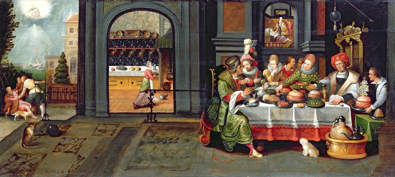 Lazarus i den rige mands hus, 1610 af Hieronymus II Francken
