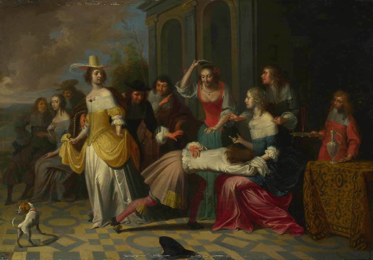 Mine damer og herrer spiller La Main Chaude, ca. 1655-1665 af Hieronymus, Janssens