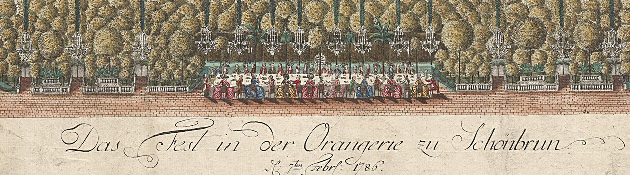 Tysk: Festen i orangeriet på Schönbrunn - 7. februar 1786 af Hieronymus Loschenkohl
