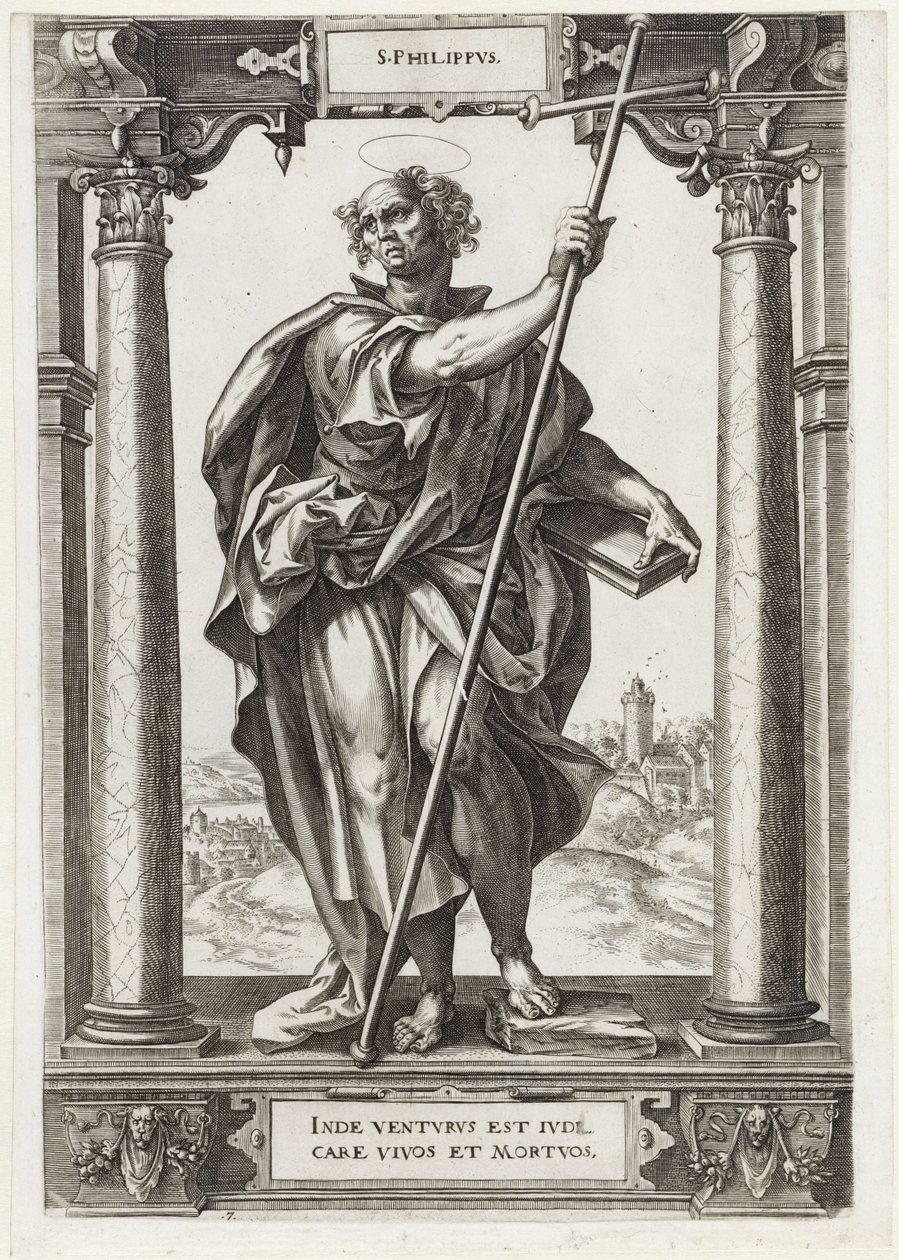 Sankt Filip S. Philippvs (titel på objekt) Kristus og de tolv apostle og St. Paul (serietitel) af Hieronymus Wierix