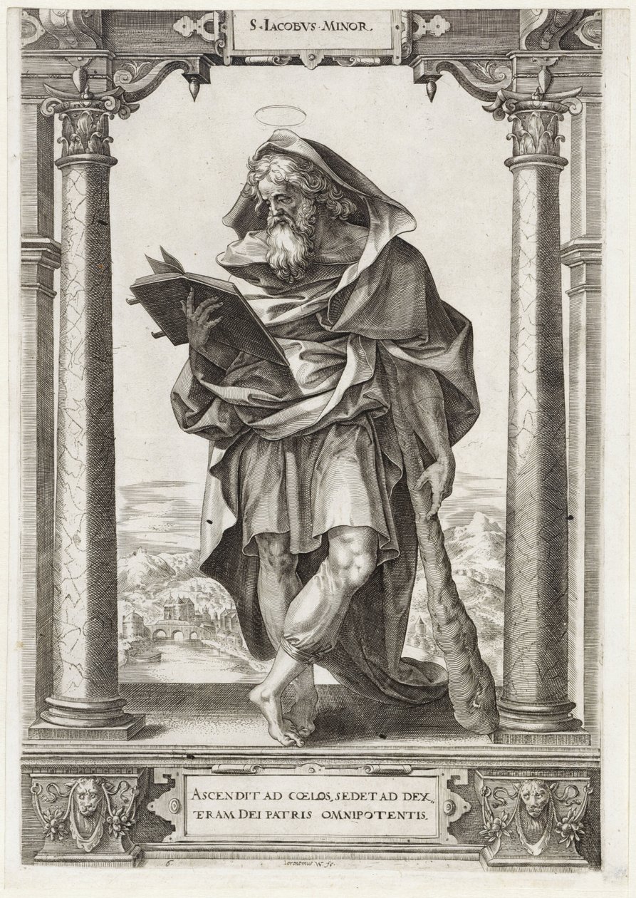 Sankt Jakob den Mindre S. Iacobvs Minor (titel på objekt) Kristus og de tolv apostle og St. Paul (serietitel) af Hieronymus Wierix