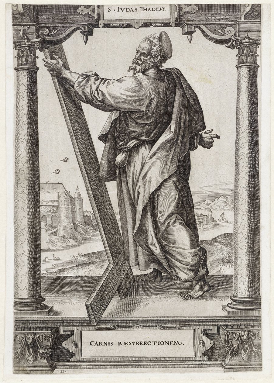 H. Judas Taddeus S. Ivdas Thadevs (titel på objekt) Kristus og de tolv apostle og St. Paul (serietitel) af Hieronymus Wierix