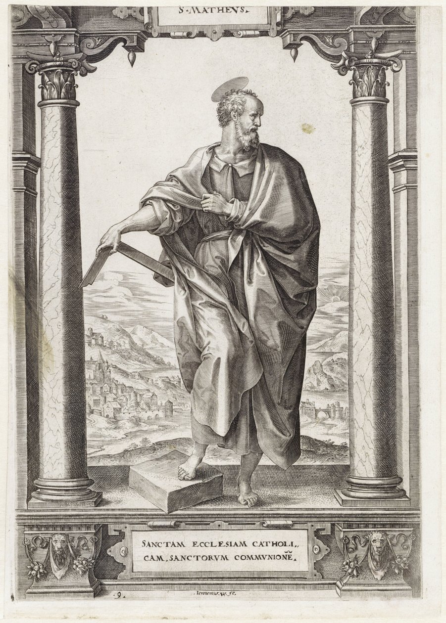 H. Matthew S. Mathevs (titel på objekt) Kristus og de tolv apostle og St. Paul (serietitel) af Hieronymus Wierix
