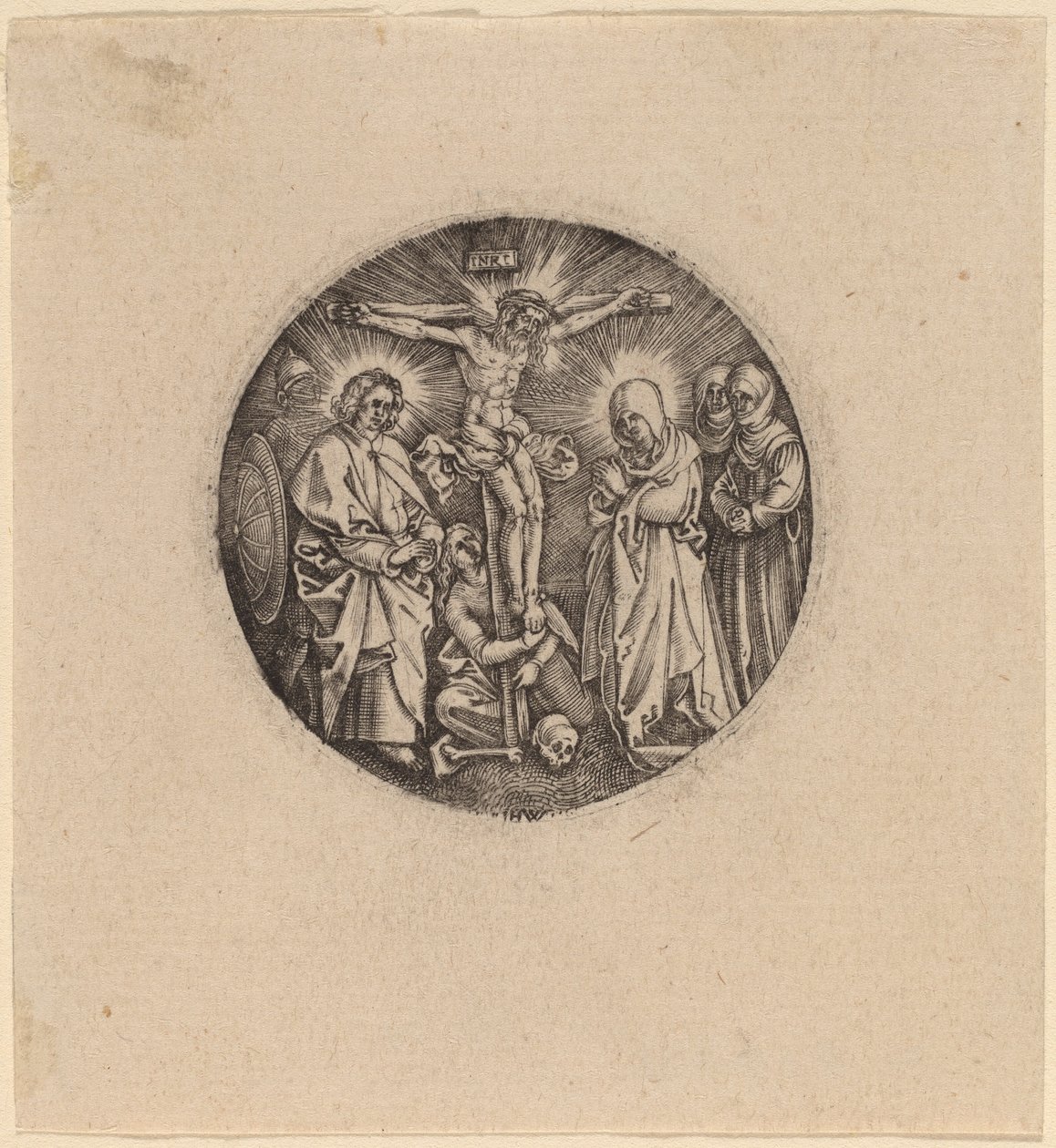 Korsfæstelsen kaldes Maxmilians sværdpommel af Hieronymus Wierix and Antonie Wierix after Albrecht Dürer