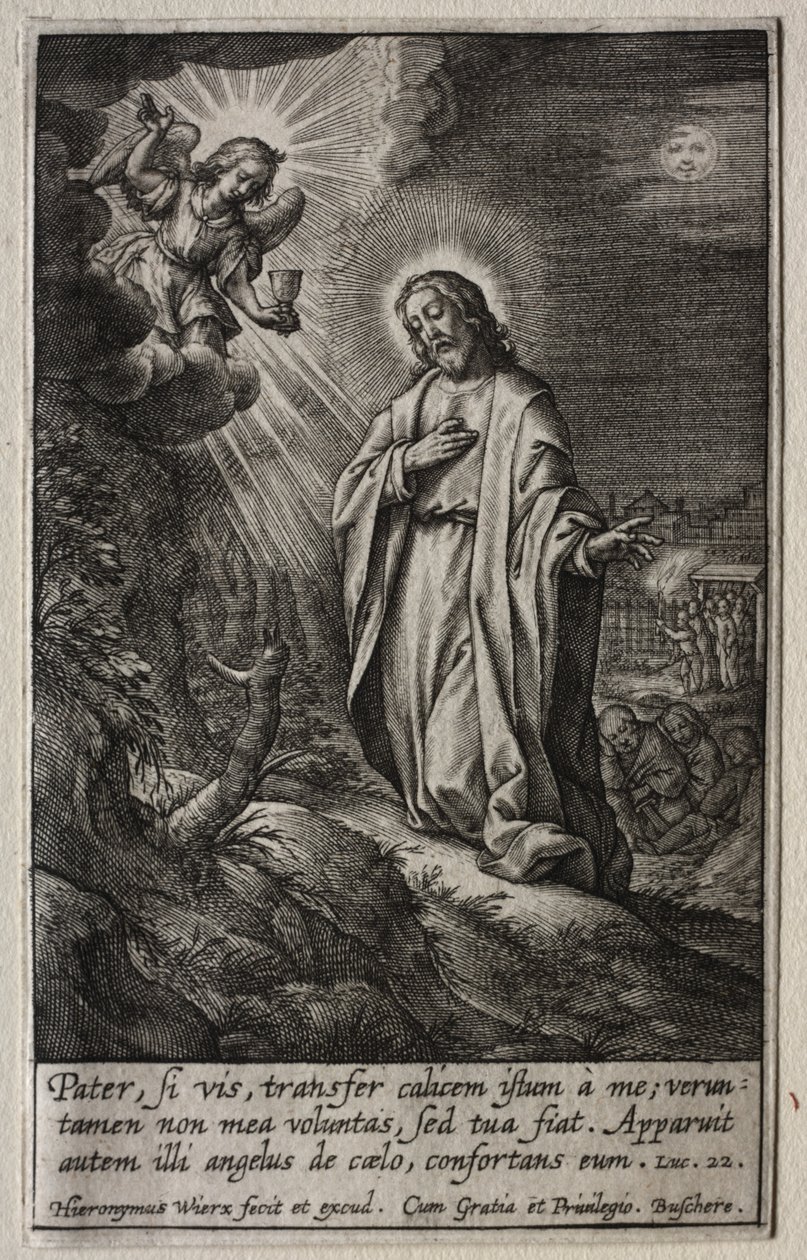 Lidenskaben: Kristus på Oliebjerget. af Hieronymus or Jerome Wierix