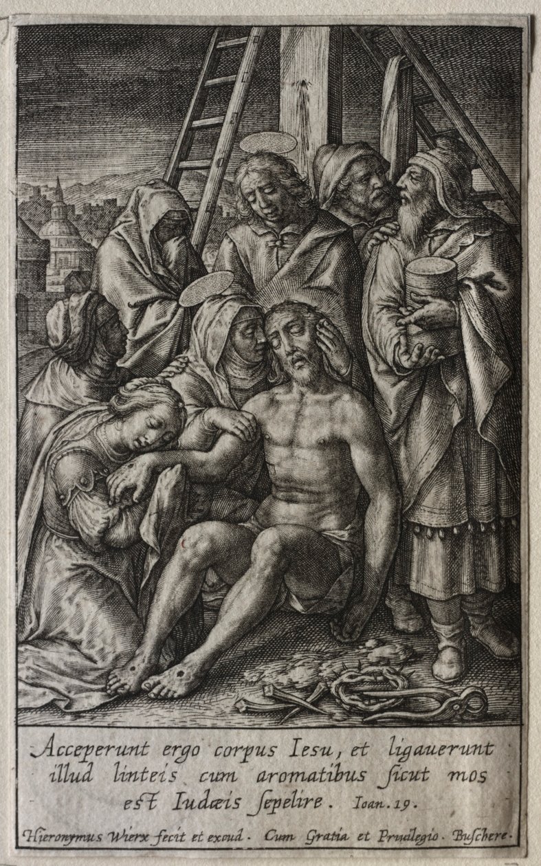 Lidenskaben: Afsætning fra korset. af Hieronymus or Jerome Wierix