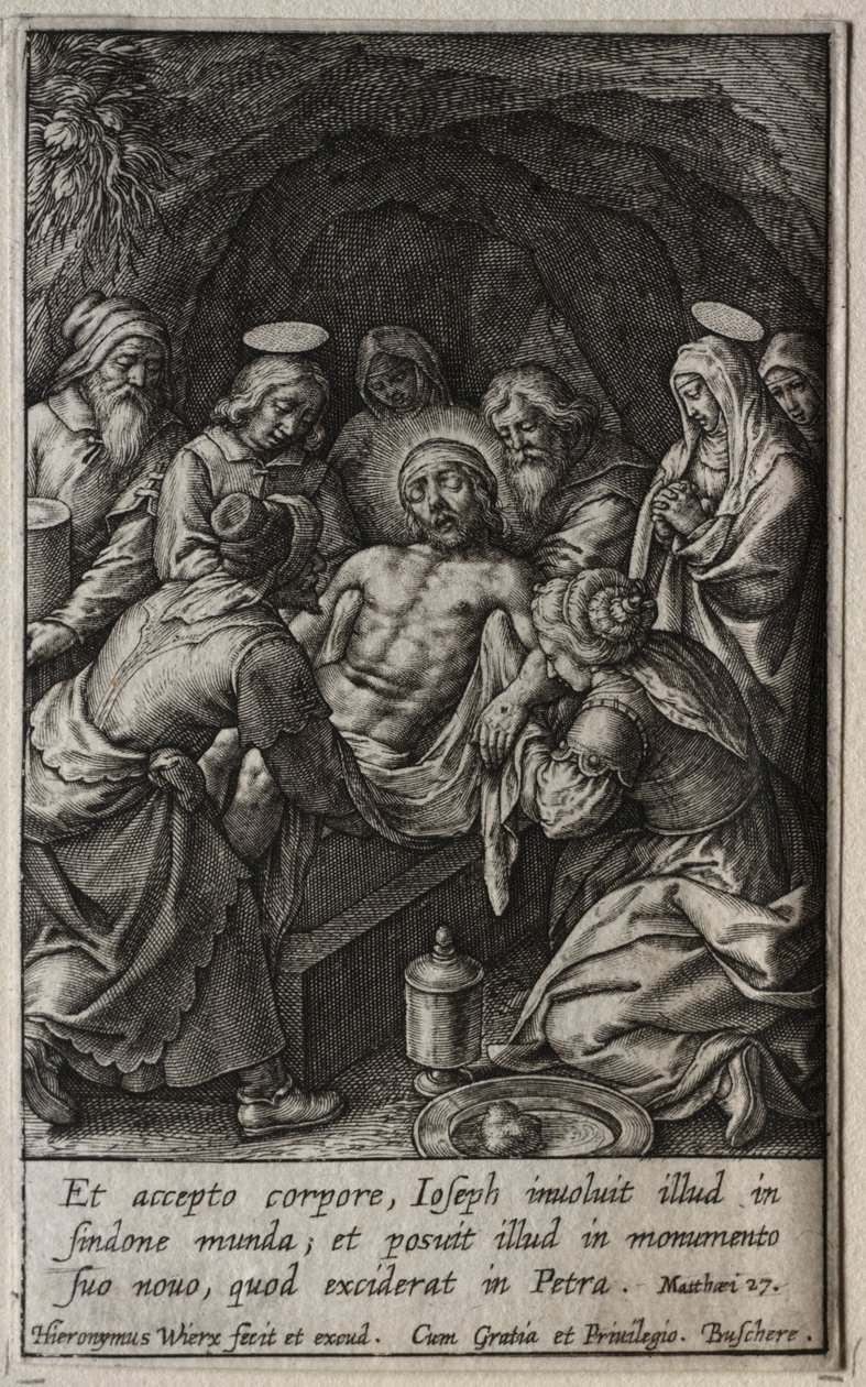 Lidenskaben: Begravelsen. af Hieronymus or Jerome Wierix