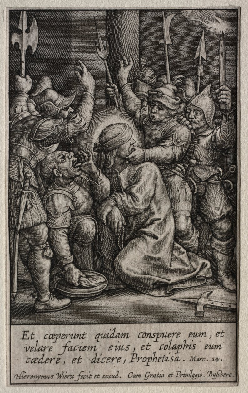 Lidenskaben: Hån mod Kristus. af Hieronymus or Jerome Wierix