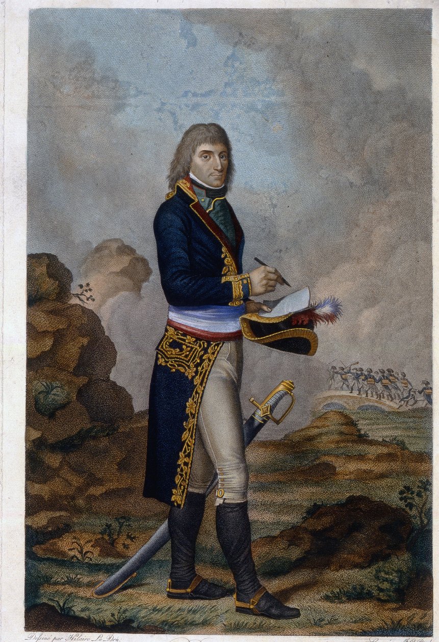 Portræt af kejser Napoleon Bonaparte (1769-1821). (Portræt af kejser Napoleon Bonaparte). Værk af Hilaire Ledru (1769-1840), indgravering farvet i akvarel, ca. 1810. Fransk kunst af Hilaire Ledru