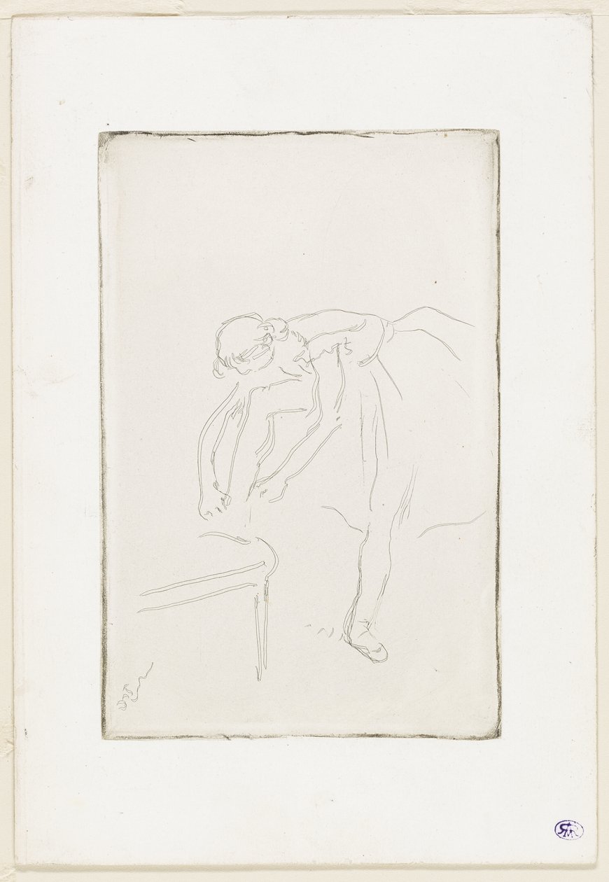 Danserinde tager sin sko på af Hilaire Germain Edgar Degas