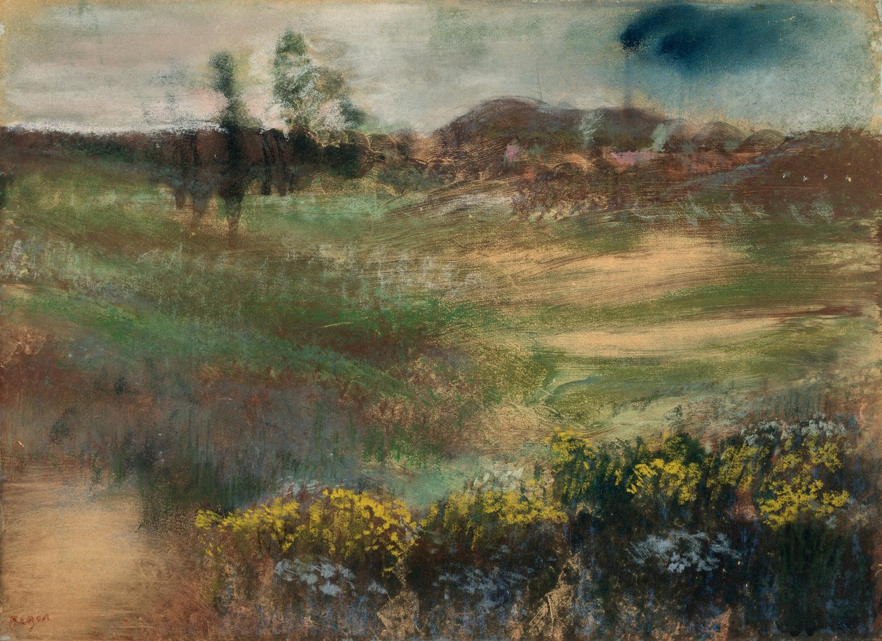 Landskab med skorstene af Hilaire Germain Edgar Degas