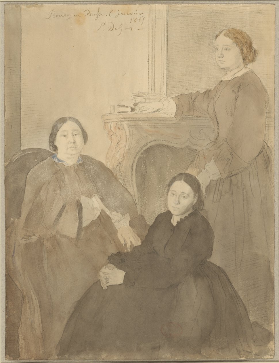 Fru Michel Musson og hendes døtre, Estelle og Désirée af Hilaire Germain Edgar Degas