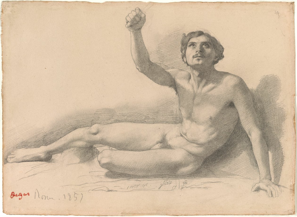 Studie af et mandligt nøgenbillede af Hilaire Germain Edgar Degas