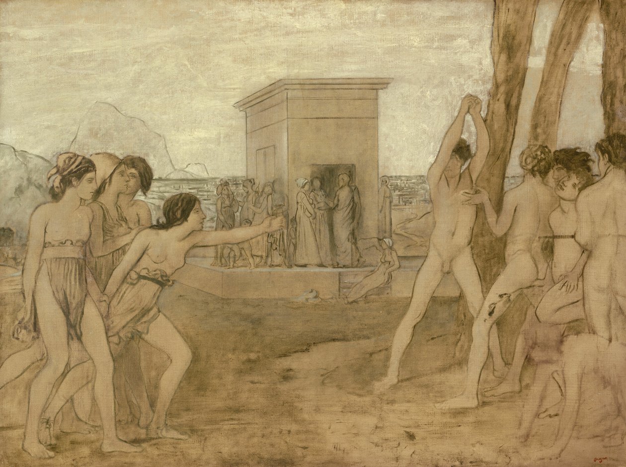 Unge spartanske piger udfordrer drenge af Hilaire Germain Edgar Degas
