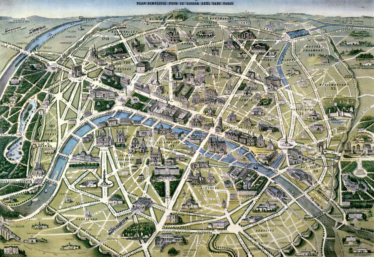 Kort over Paris i perioden med 