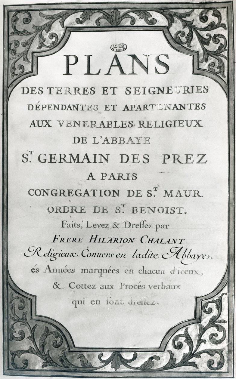 Frontispice til "Plans des terres et seigneuries de l