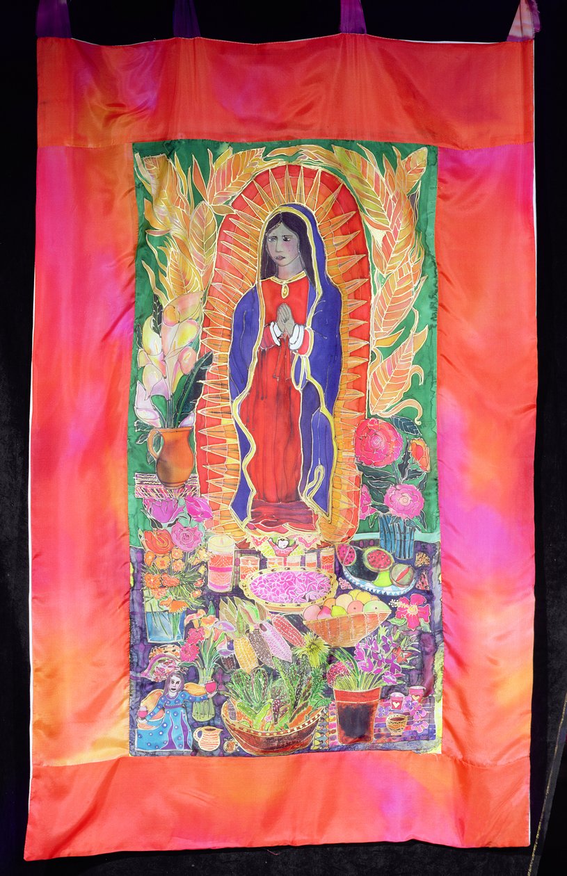 Fejring af Jomfruen af Guadalupe, 2005 (farvestoffer på silke) af Hilary Simon