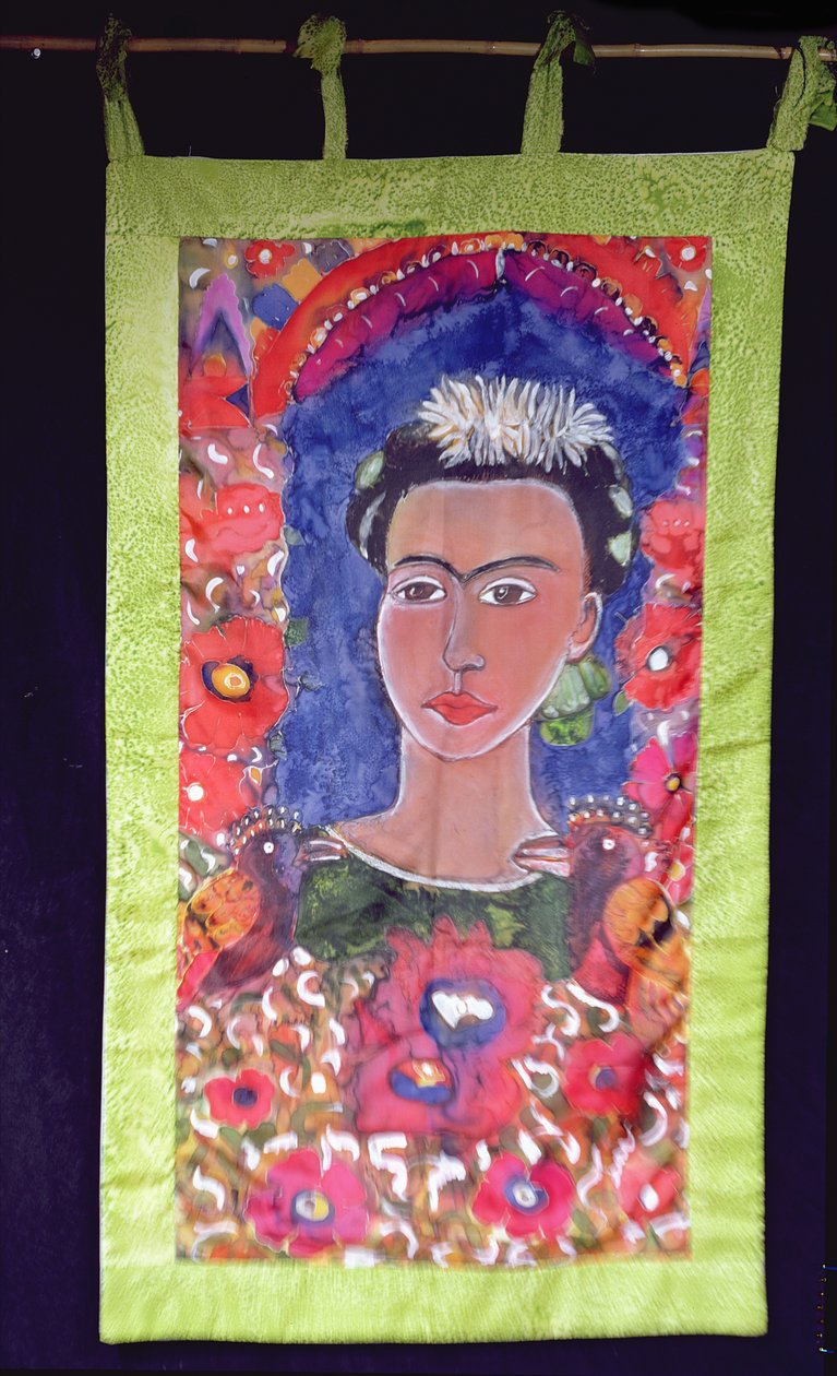 Respekt til Frida Kahlo (1910-54) 2005 (farvestoffer på silke) af Hilary Simon