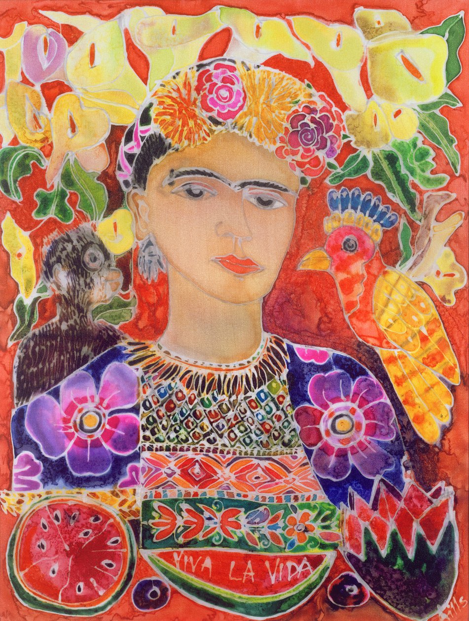 Respekt til Frida Kahlo, 2002 (farvet blæk på silke) af Hilary Simon