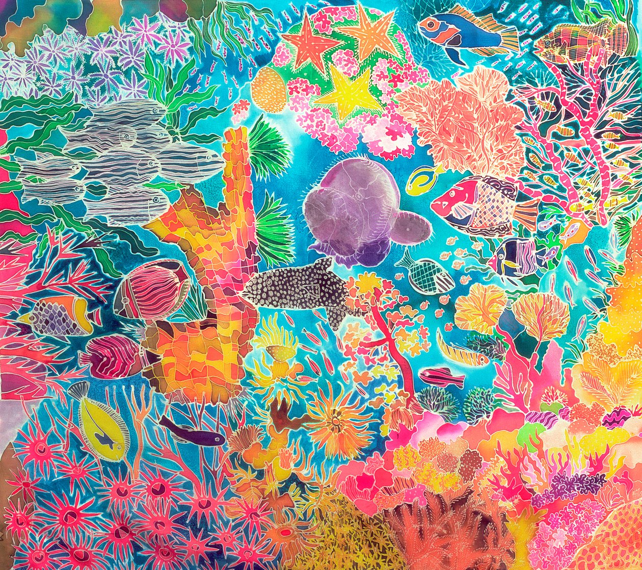Tropical Coral, 1993 (farvet blæk på silke) af Hilary Simon